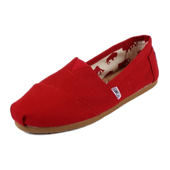 FREE TOMS Women's Classic Canvas Red Slip-on Shoe Size 7.5 - Picture 3 of 13